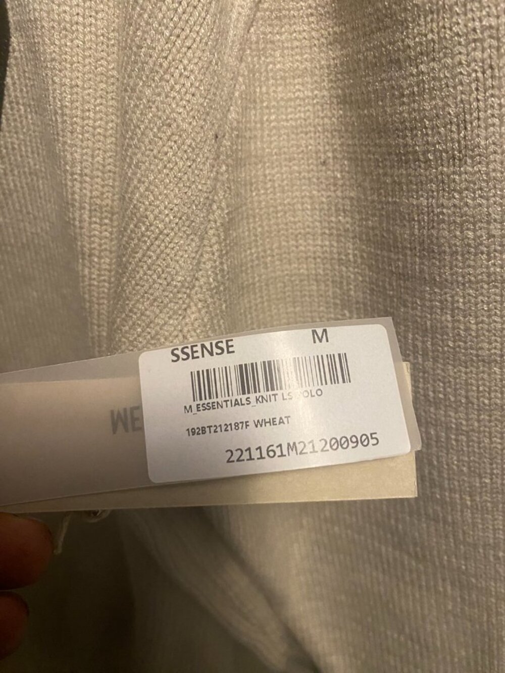 Fear of God Essentials 1977 Knit Long Sleeve Polo Wheat Size M - Picture 2 of 2